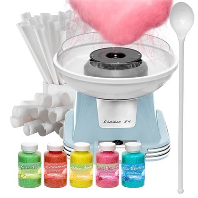 Cotton Candy Machine with 5 Jars (11oz Each) Floss Sugar, 50 Cones, Easy Clea...