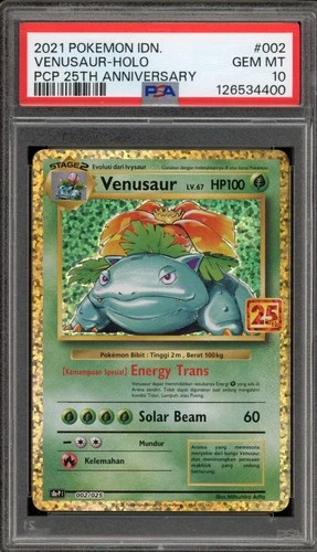 Pokemon Venusaur PCP 25th Anniversary INDONESIAN Holo #002 PSA 10 Gem Mint