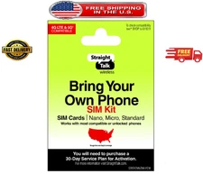 Straight Talk Bring Your Own Phone SIM Kit, No Airtime - Prepaid