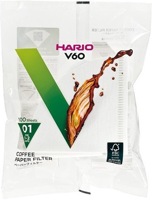 Hario V60 Paper Coffee Filter, Size 01, White, 100ct White 