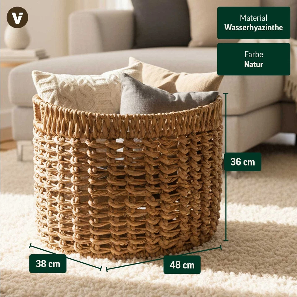 Dekokorb WODA Wasserhyazinthe 48x38x36 cm Natur Oval - Bild 3 von 4