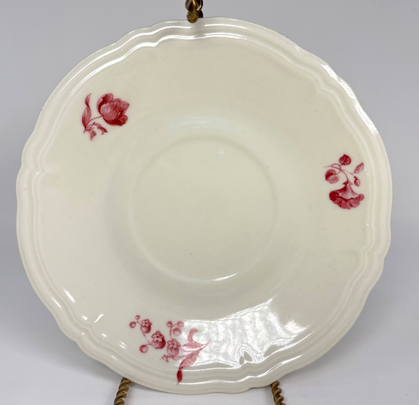 BOFCO Vintage Tea Cup Saucer & Under Plate Porcelain Floral Rose Creamy White