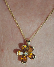Effy Citrine 2 1/5 ct.t.w. & Diamond flower 18" Pendant Necklace in 14Kt. Gold