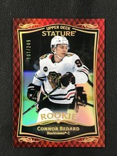 2024-25 Upper Deck Stature #32 Connor Bedard Rookie Red /249 Chicago Blackhawks
