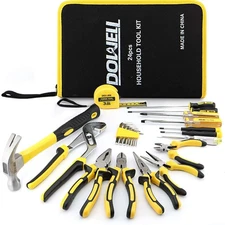 24 Pieces Homeowner Tool Set, Home Repair Hand Tool Kit with Portable Tool Bag