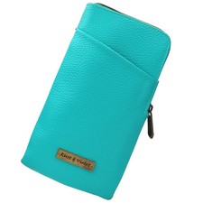 Double Eyeglass Case Semi Soft Glasses Pouch in Chic Distressed Turquoise L...