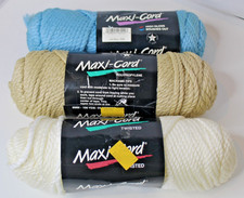 3 Skeins Maxi-Cord Twisted Macrame Yarn - Blue Tan White - 2 NOS/1 Used