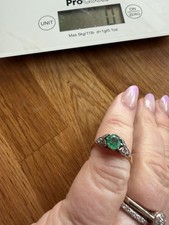 Vintage Emerald and Diamond Platinum Cluster Ring Quality