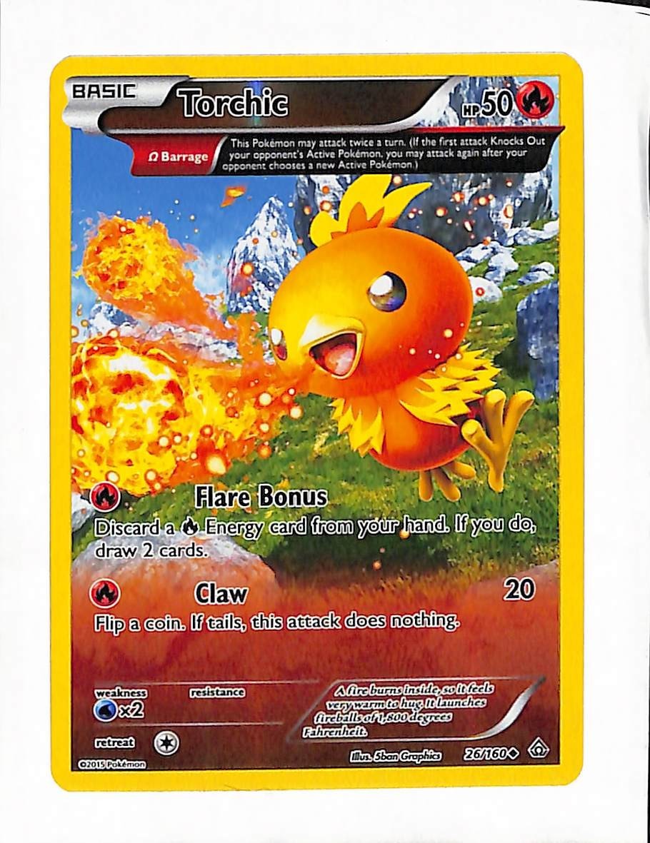 Torchic 26/160 Reverse Holo Pokemon Card 2015 Primal Clash NM