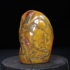 Chinese Natural Shoushan Stone Hand-carved Exquisite Landscape Figure Seal 4917