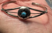 Sterling Silver Navajo Kingman Turquoise Bracelet Very