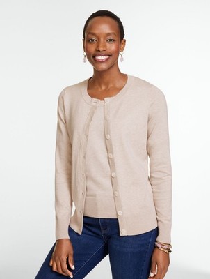 Charming Cardigan - Wide Placket at Talbots, NWT $99.5, COBBLESTONE, all size