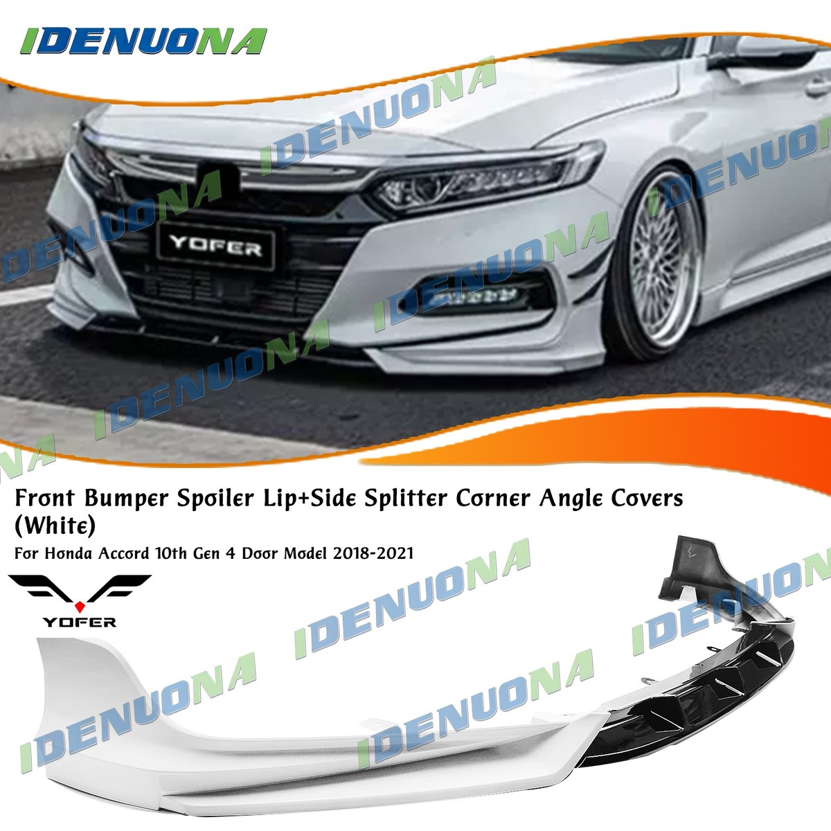 For 2018-2020 10th Gen Honda Accord YOFER Front Spoiler Body Kit