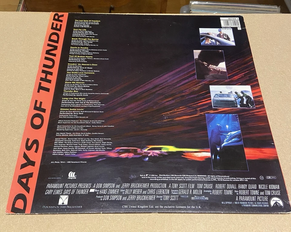 DAYS OF THUNDER Soundtrack | 1990 First Pressing Vinyl/LP GnR/Cher/Waite/McKee - Image 2 of 2