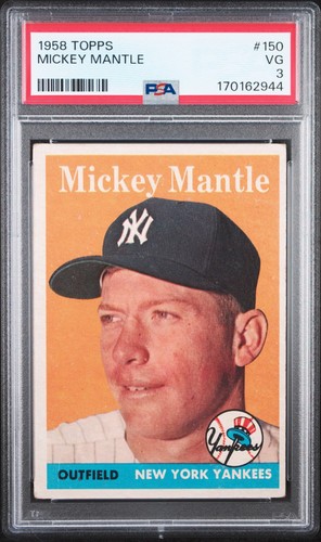 1958 Topps Baseball #150- Mickey Mantle- NY YANKEES  -- PSA -- 3 --* JEEJ*!