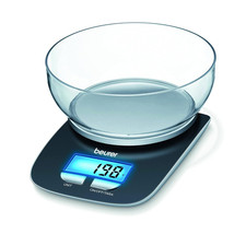 Image of Beurer KS25 Digital Kitchen Scale with 1.2L Bowl and Tare Function, Black