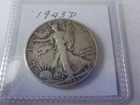 WALKING  LIBERTY  SILVER HALF DOLLAR.  1943D