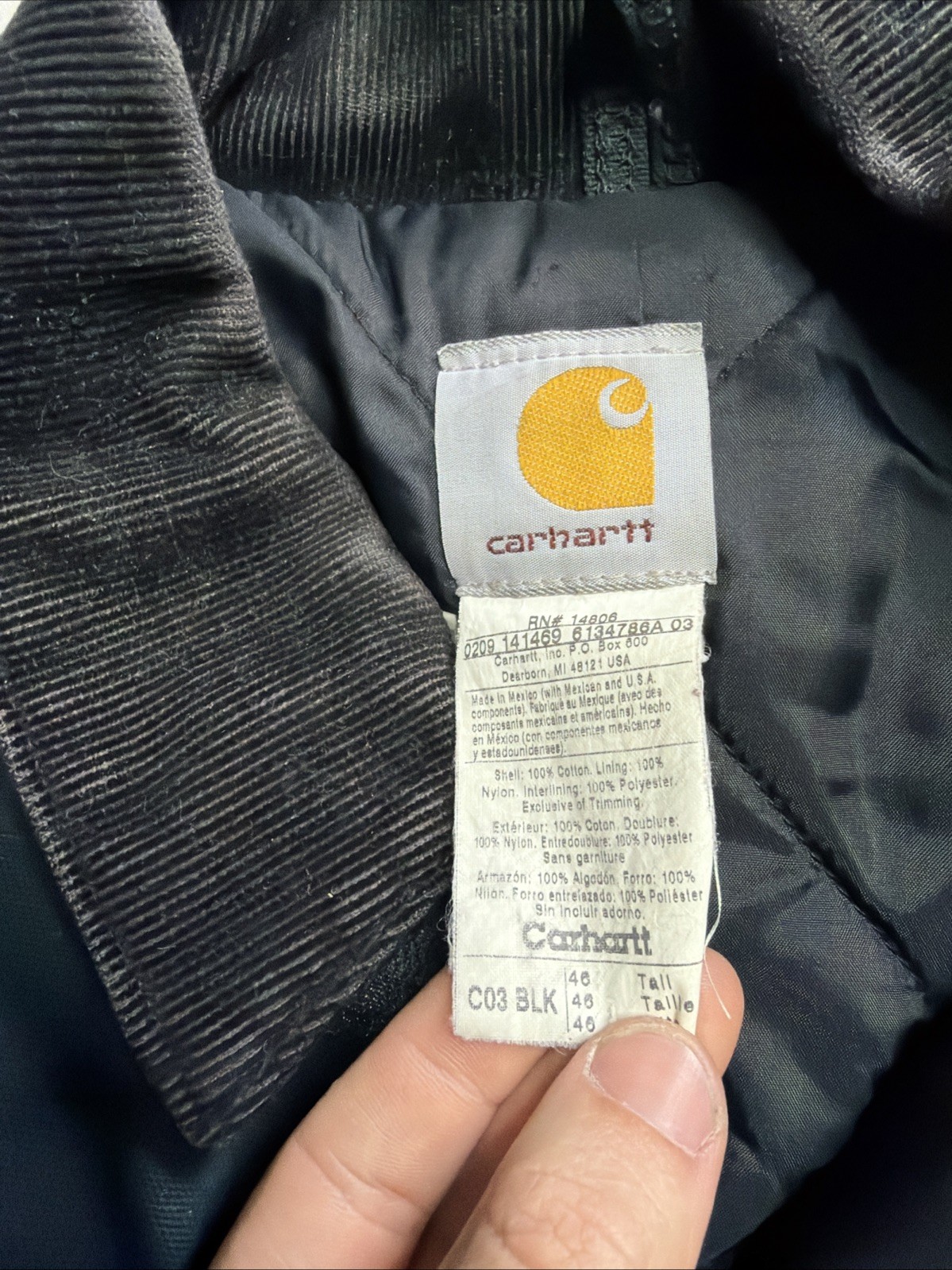 Carhartt C03 BLK XL 46 Quilted Lined Jacket Arctic Workwear USA Union thumbnail 5