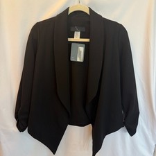 Noir Black Cropped Jacket with Pointed Hem Size M NWT