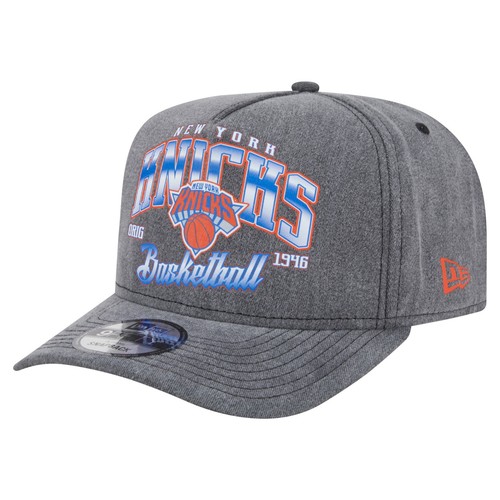 Men's New Era Charcoal New York Knicks Throwback Washed Pre-Curved 9FIFTY