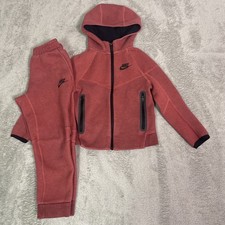 Nike Tech TrackSuit Red 2-Piece Zip Hoodie 6 Medium Pants 7 Large Girls Boys