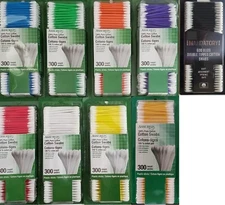 Double Tip 100% Pure Cotton Swabs 300 Tips/Pk, Select: Color
