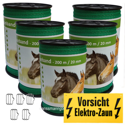 Weidezaunband 20 mm grün 1000 m mit Zubehör Weidezaun