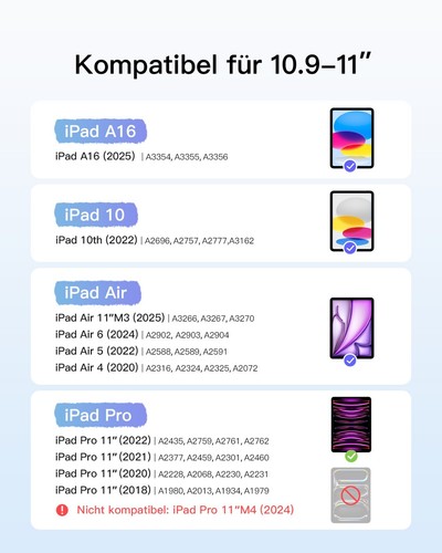 Inateck Hülle Tastatur Ultraleichte iPad 11 Gen. A16,iPad 10,Air 7/6,Pro 11 10.9 - Bild 2 von 8