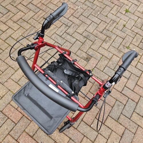 DRIVE 4 Wheel Rollator Walker w Seat & Storage Red Frame Max User Weight 135Kg - Picture 3 of 23
