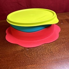 NEW- Tupperware 3 Piece - Child  s serving bowl with Seal Lid and anti skid Base
