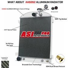 4-Row Aluminum Radiator For 1932 Ford High Hi Boy/ Hot Rod Flathead V8 L4 Gas.