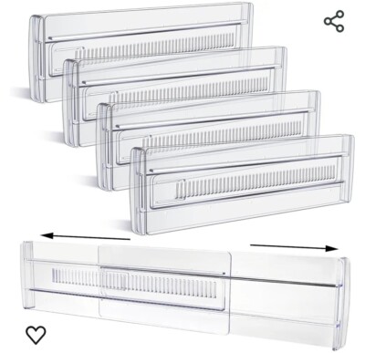 Yafe Schubladenteiler, 4er Pack Klar Schubladen Organizer 3,2'' Hoch Erweiterbar...