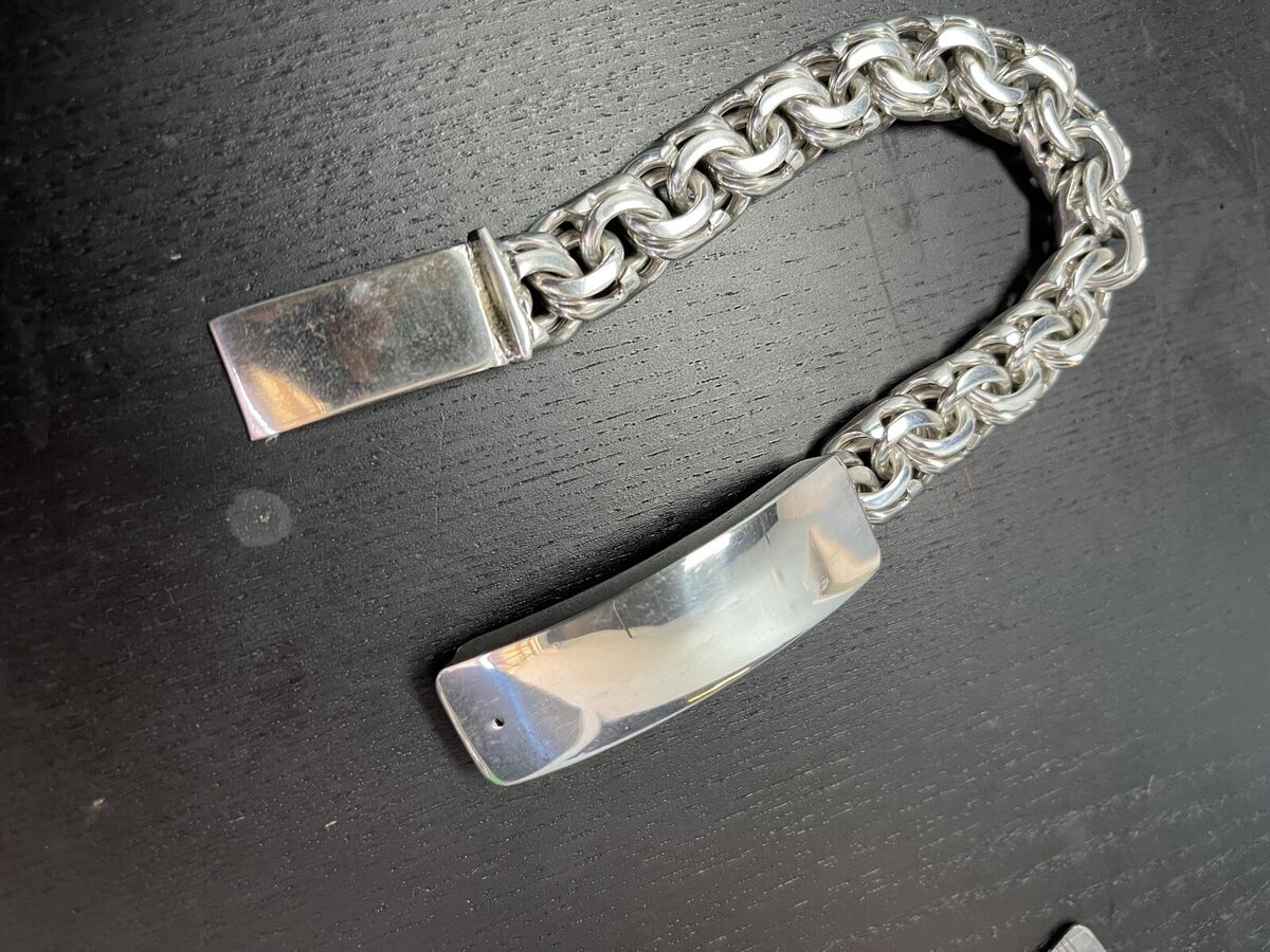 chino link bracelet ID 8 Inch 925 Sterling Silver 86 Grams chino link bracelet ID 8 Inch 925 Sterling Silver 86 Grams
