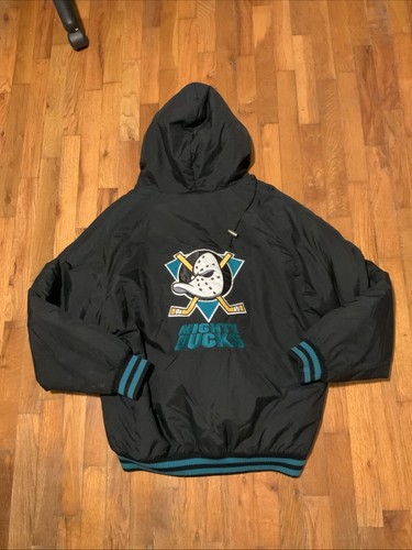 Vintage 90s Swingster Mighty Ducks XL Large Hood Jacket Jacke Hockey NHL USA, - Picture 4 of 5