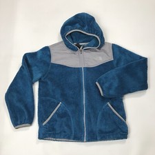 THE NORTH FACE GirLs BLUE FLEECE HOODED JACKET Full Zip LARGE 14 16