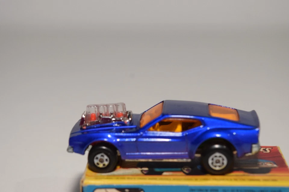 A94 1:64 3 INCH MATCHBOX SUPERFAST 10 FORD MUSTANG PISTON POPPER BLUE MIB - Image 3 of 4