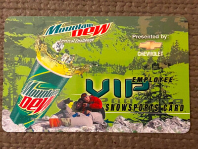 Mega Rare Mountain Dew Vertical Challenge Employee VIP Snow Sports Card 2008 New