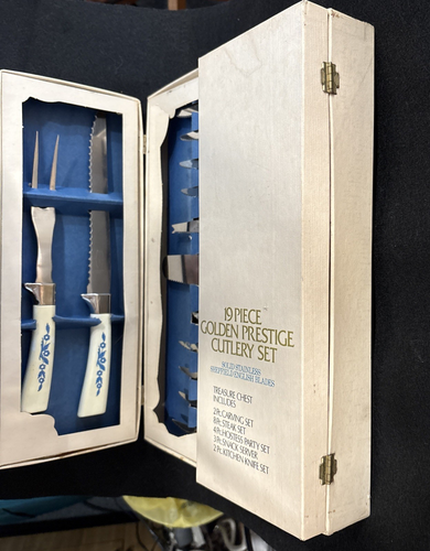 Vintage 70er Sheffield Englisch 19 Teile Golden Prestige Kornblume Besteck Set Rarität - Bild 10 von 13