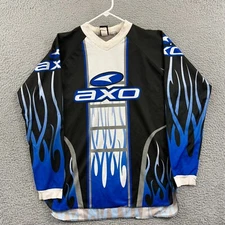 Vintage Axo Shirt Mens Large Blue Sport Motocross 90s Dirt Bike Flame Riding
