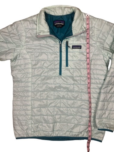 Womens PATAGONIA Mint Green Nano Puff 1/2 Pullover Sweater LARGE $199 - Picture 5 of 8