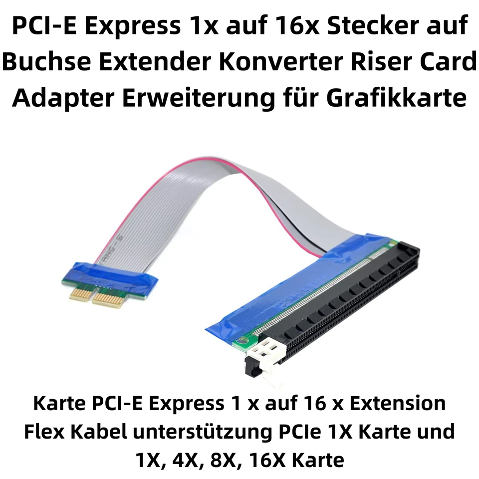 Q33 Pci-E 1x Su 16x Riser Cavo di Prolunga Pci-Express Pci-E X16 Prolunga - Immagine 2 di 4