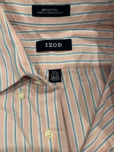 Izod Button Down Dress Shirt Lot Medium / Large Salmon Pink 15 & 16 1/2 - Picture 10 of 19