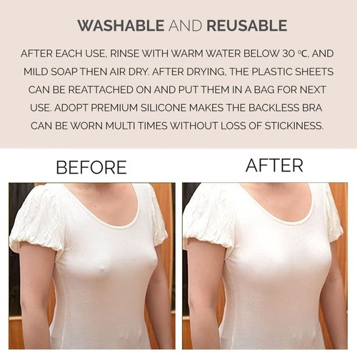 Silicone Breast Lift Up Nipple Covers Reusable Invisible Tape Push up Rabbit Bra - Picture 5 of 8