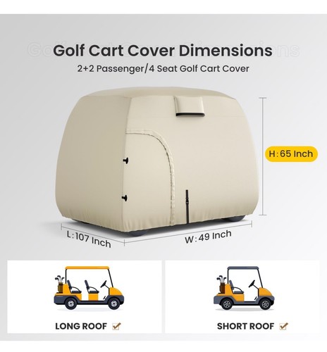 600D Waterproof Golf Cart Cover Universal Fits for Most Brand Golf Cart Black - Picture 10 of 14