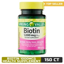 Spring Valley Biotin 1000mcg Softgels, 150 Count