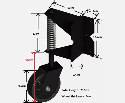 Wheel Caster Vinyl Wood Alu Gate Heavy Duty Spring Loaded Right BLACK Swing Gate - Picture 10 of 10