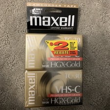 Lot Of 2 Maxell TC-30 VHS-C Premium High Grade HGX-Gold Camcorder Tapes SEALED