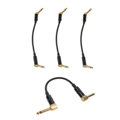 4 Patch Cables Right Angle 6 inch Guitar Pedal Cables 1/4'' to 1/4''