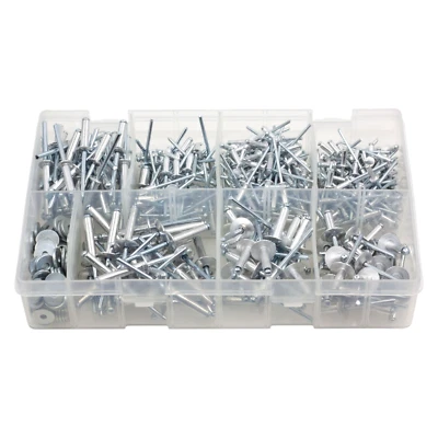 DH & JS 475Pcs Assorted Box of Aluminium Pop Rivets & Washer (Most Popular) Flanged