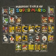 Camiseta Super Mario Bros Pequeña Tabla Periódica Videojuego Nintendo